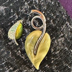 Vintage Liz Claiborne Leaf Brooches. Both signed.